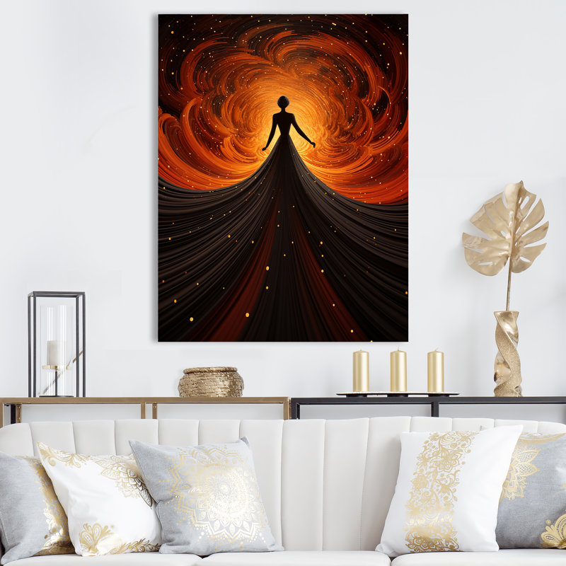 «Red Dancing Woman Dress - Dance», art mural, Toile tendue, H 20 po x l 12 po x P 1 po