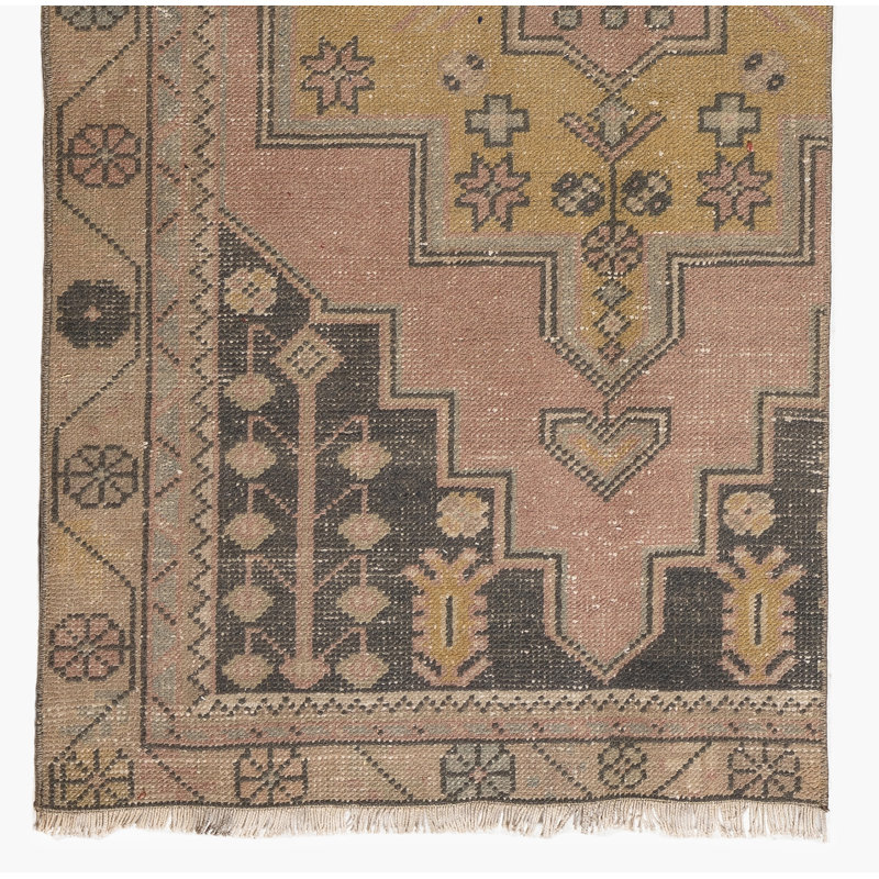 Tapis de couloir Mid-Century noué à la main. Tapis turc rétro