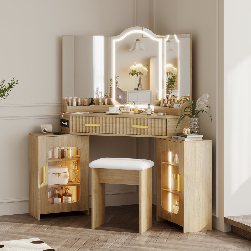 Dressing Table with Mirror, Wood