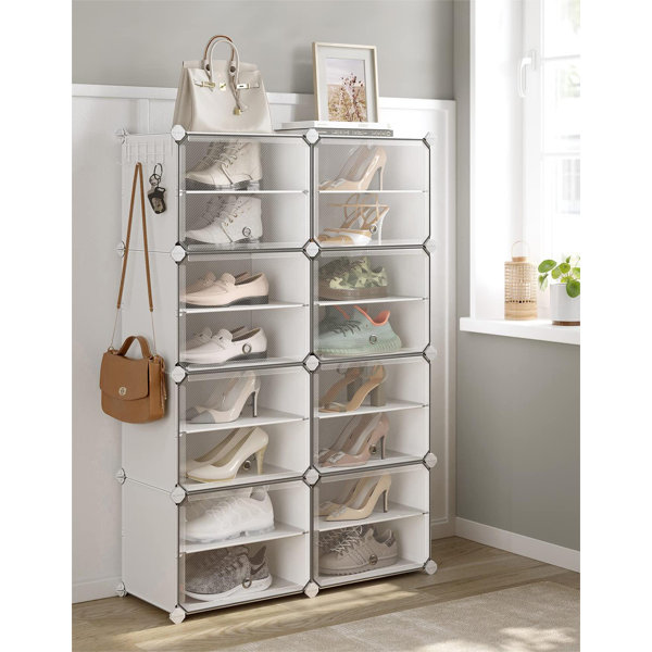 1pc 2 Tier Freestanding Shoe Rack, Compact Shoe Storage Tower For