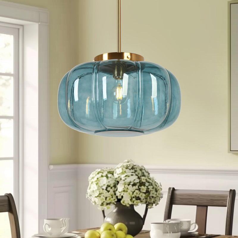 Beltran 15" Width 1-Light Dome Pendant Light, Light Blue
