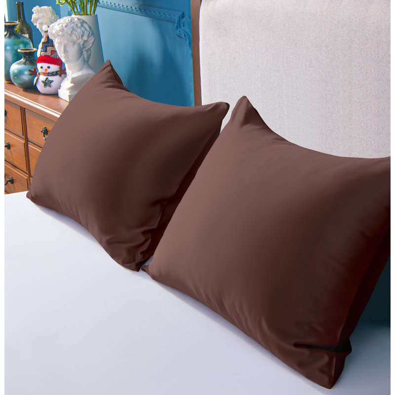 Taie d'oreiller en satin, Standard, Chocolat
