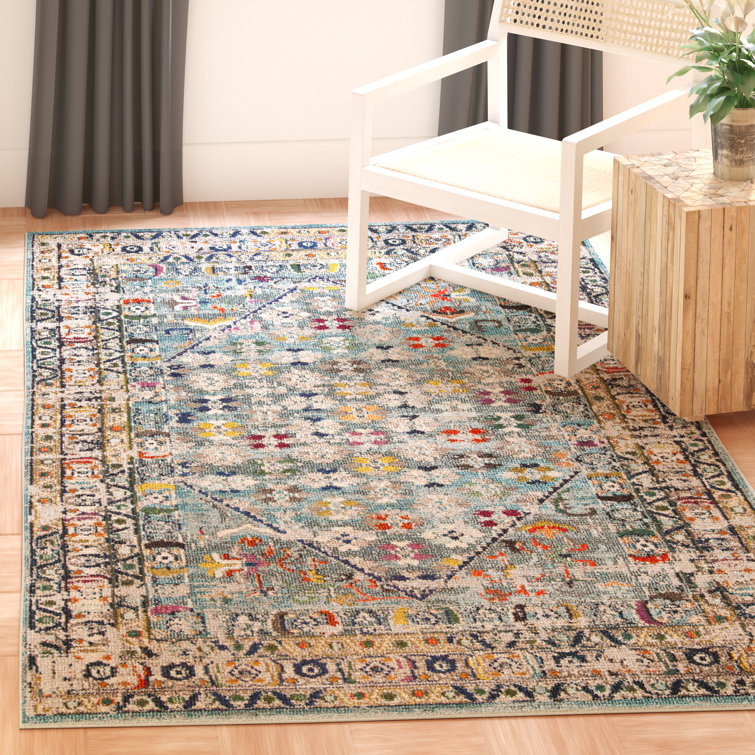 Hertzler Oriental Blue/Light Gray Area Rug