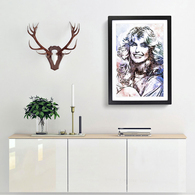 Farrah Fawcett - Picture Frame Painting Print, 76cm H x 50cm W x 2cm D, Black