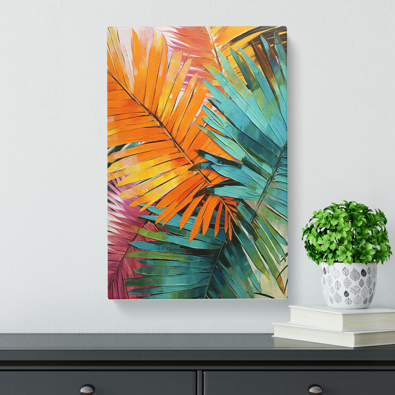 Palm Leaf Expressionism - Wrapped Canvas, 60cm H x 40cm W x 3cm D