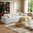 Upholstered 2-Piece Light Gray Faux Rabbit Fur Flannel Sofa With Pillows – All Foam Compressed And No-Assembly Modular Design-123144193