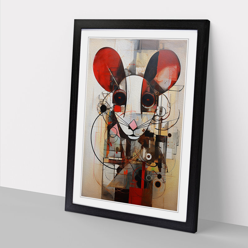 Mouse Abstract - Single Picture Frame Print on Wood, Black Framed, 64cm H x 46cm W x 2cm D