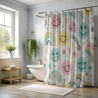 Funky Smiles - 1 Piece Standard Shower Curtain