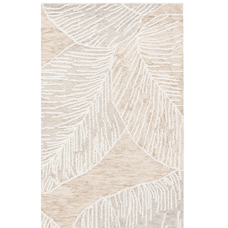 Jardin 375 Hand Tufted Wool/Cotton Floral Rug in Taupe/Ivory, Runner 2'3" x 8'