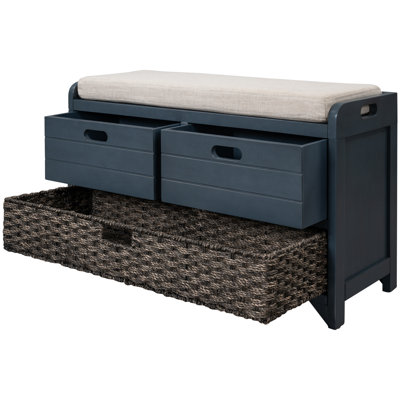 Banc, banc de rangement, banc d'entrée, banc de rangement rembourré, avec panier et tiroirs