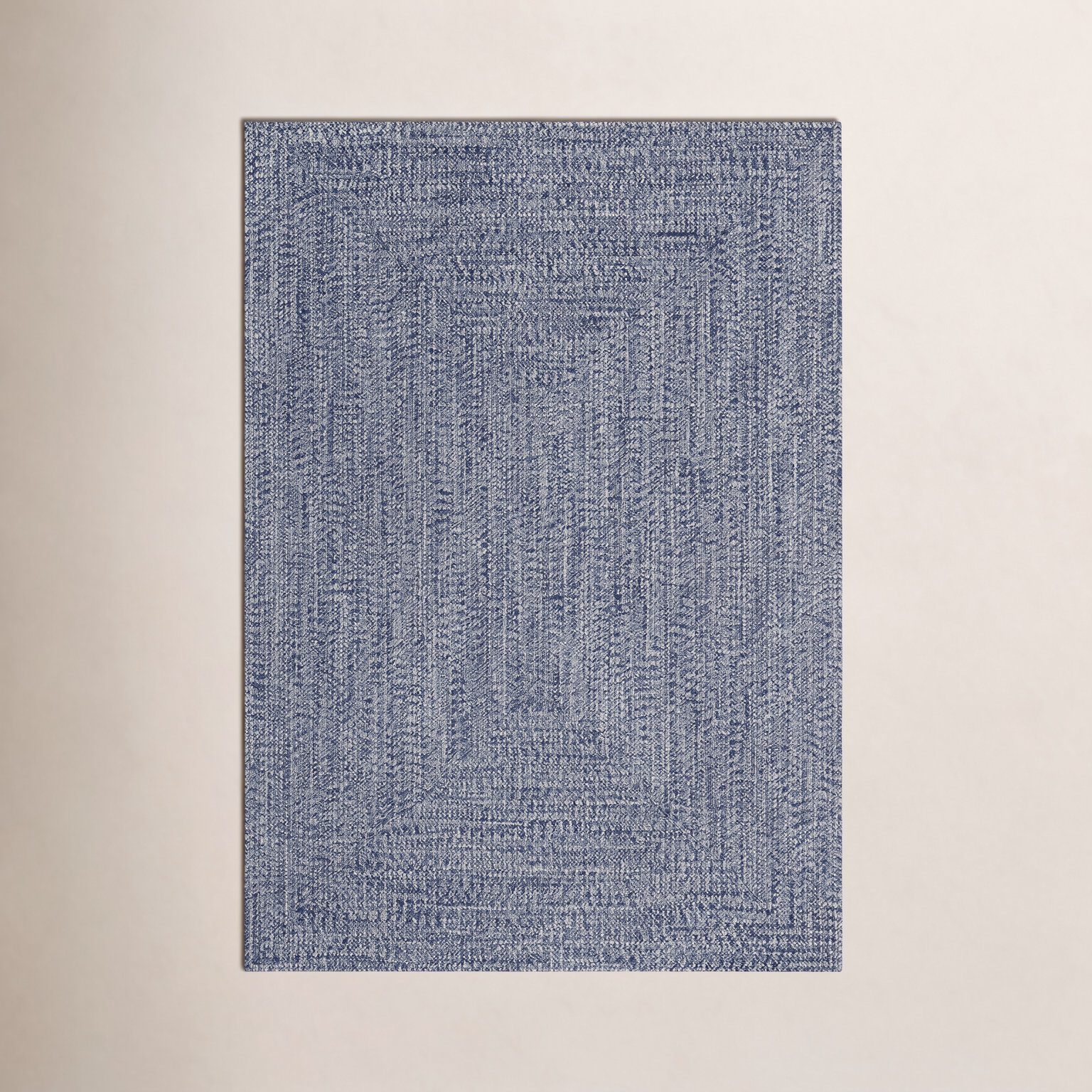 Edie Hand Braided Blue Indoor / Outdoor Area Rug, Rectangle 7'6" x 9'6"