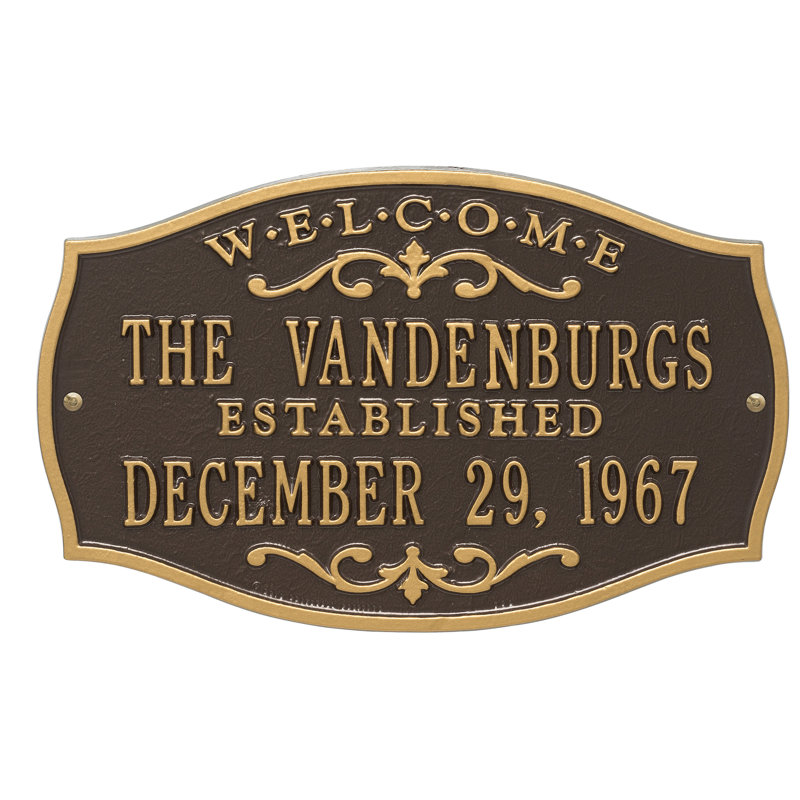 Brookfield 4-Line Wall Address Plaque, Bronze/Gold, Yes