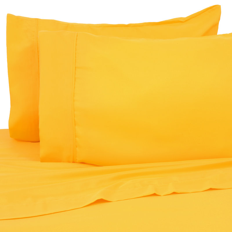 Ensemble de draps en micro-fibre, Ensemble de draps pour lit double, Jaune vif