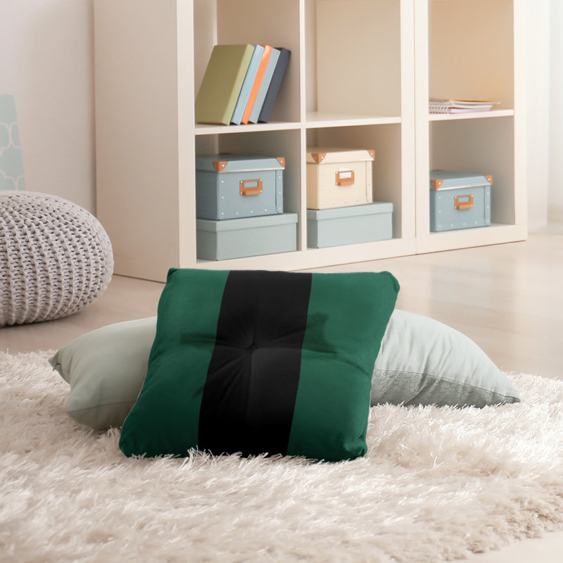  Coussin de sol touffeté, 26 po x 26 po, Vert / Noir