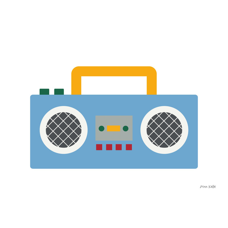 «Retro Boombox» par Ann Kelle, reproduction sur toile tendue, H 12 po x l 16 po