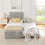 Lit simple tapissier à rayures verticales avec dossier haut rembourré, lit gigogne caché simple ou double pour chambre à coucher et chambre d'amis, chenille-1076193419-1076193418