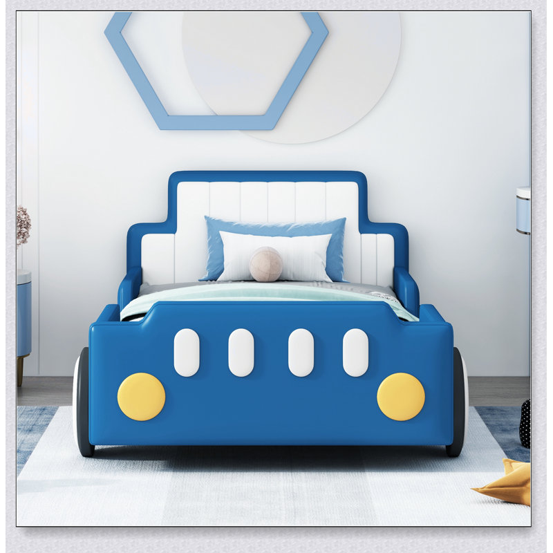 Lit plateforme avec roulettes Race, Bleu