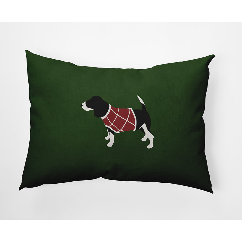 Holiday Cheer Outdoor Reversible Throw Pillow, Evergreen