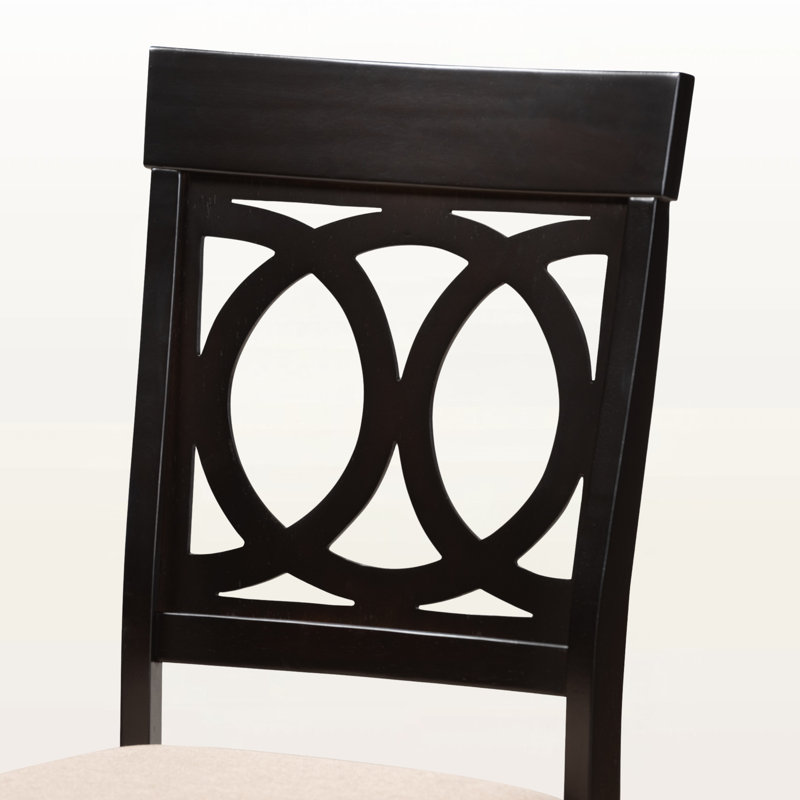 Ingaret 5-Pc Rubberwood Solid Wood Dining Set in Sand/Brown Finish, 38.6'' H X 17.9'' W X 22'' D, Espresso Brown/Sand, 5