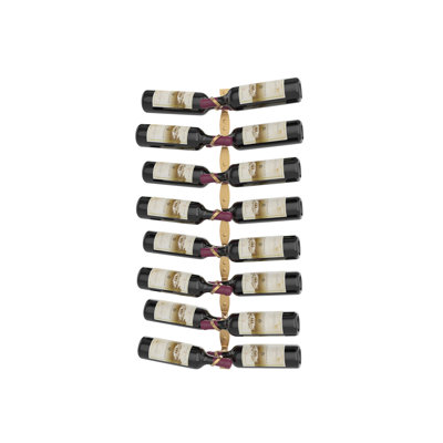 Lleucu 16-Bottle Helical Wall-Mounted Metal Wine Rack Kit in Golden Bronze - 40" tall, Dual Depth