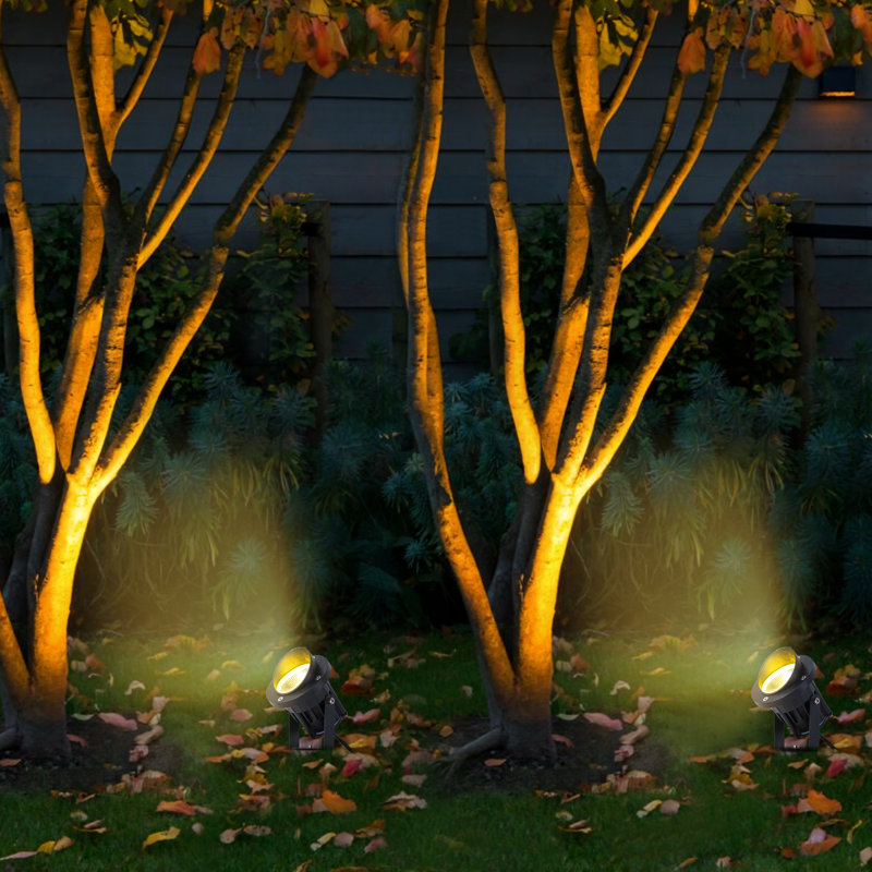 Matte Black Outdoor Led Landscape Spotlight With Ground Stakes For Garden Pathway And Courtyard, 10.75" H x 3" W x 3" D