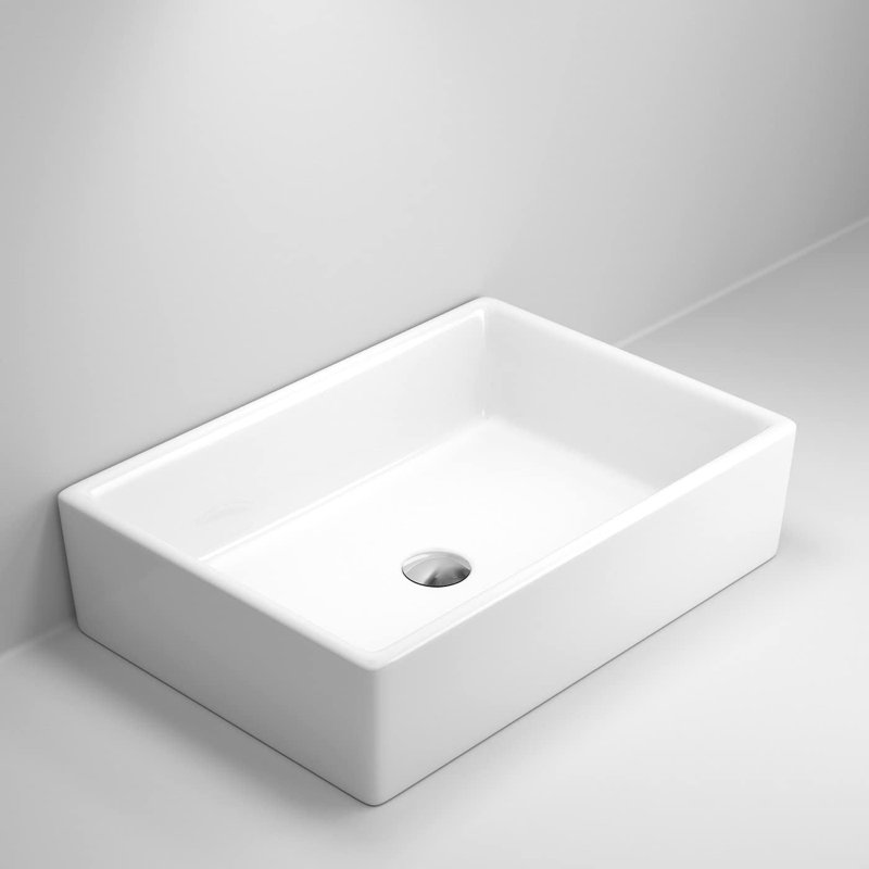 iBathUK Bathroom Wash Sink Basin Countertop Ceramic Rectangular Modern White Basin