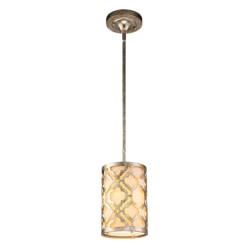 Mini-luminaire suspendu McClusky Arabella - métal semi-encastré argent patiné