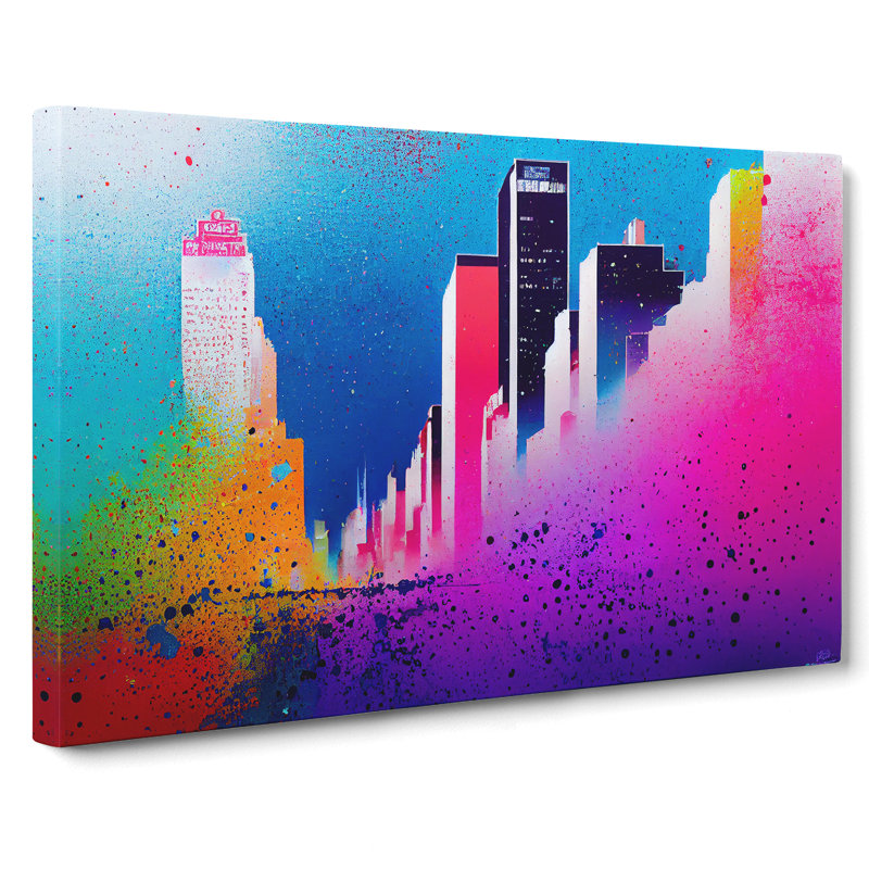 Skyscraper Skyline Splashed Vol.3 - Wrapped Canvas, 40cm H x 60cm W x 3cm D