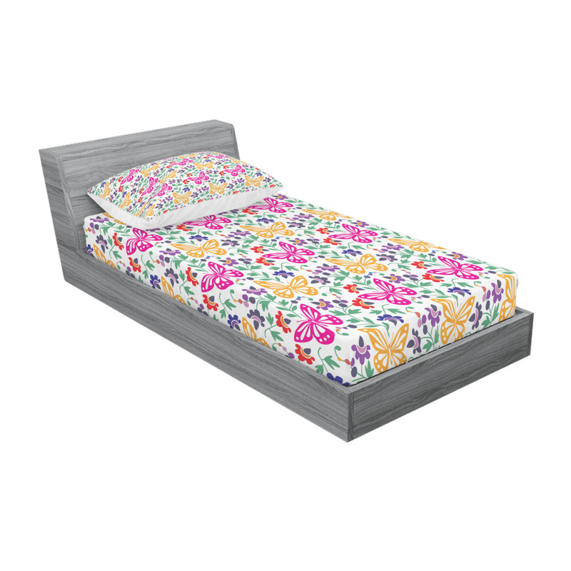 Microfiber Sheet Set, Twin Sheet Set with Fitted Sheet, Floral 2