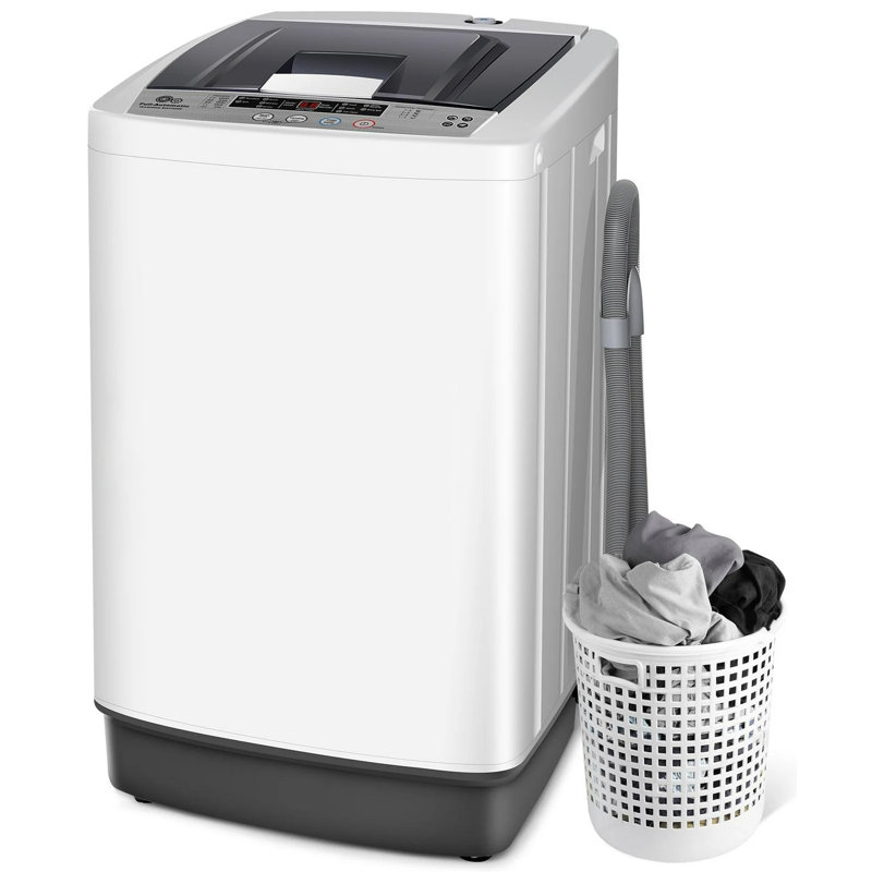 Homdox 1,8 pi³ Machine à laver à haut rendement avec pompe de vidange, Blanc
