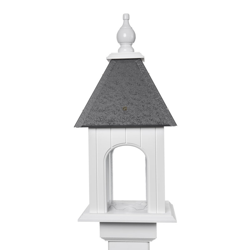 Krebs Water Resistant Pole Tube Bird Feeder, Grey