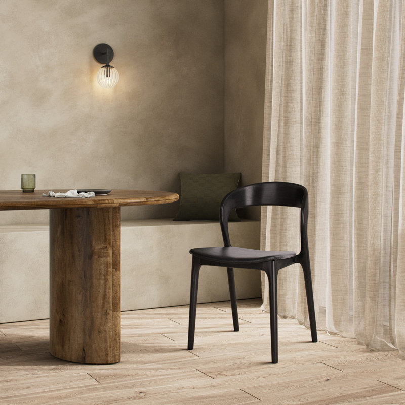 Kayla Leather Dining Chair, Sonoma Black Top Grain Leather, Black