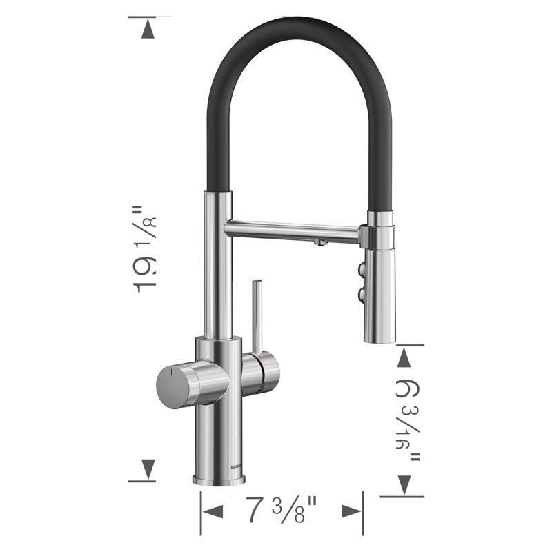 Catris Flexo Filter-Ready Semi-Pro Pull-Down Dual-Spray Kitchen Faucet - PVD Steel, PVD Steel