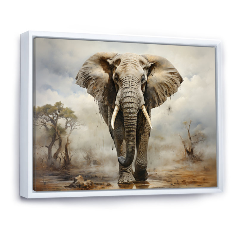 «Elephant Graceful Elephant», reproduction sur toile, Cadre flottant blanc, H 24 po x l 32 po x P 1 po