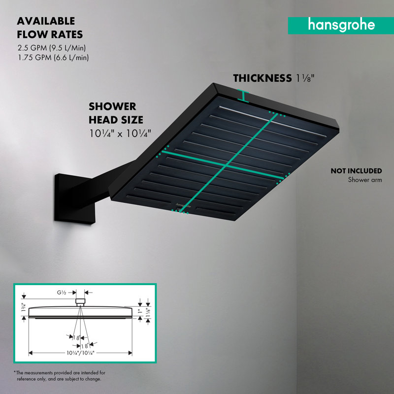 hansgrohe Pulsify E Showerhead 260 1-Jet, 2.5 GPM, 1.75 GPM, Matte Black