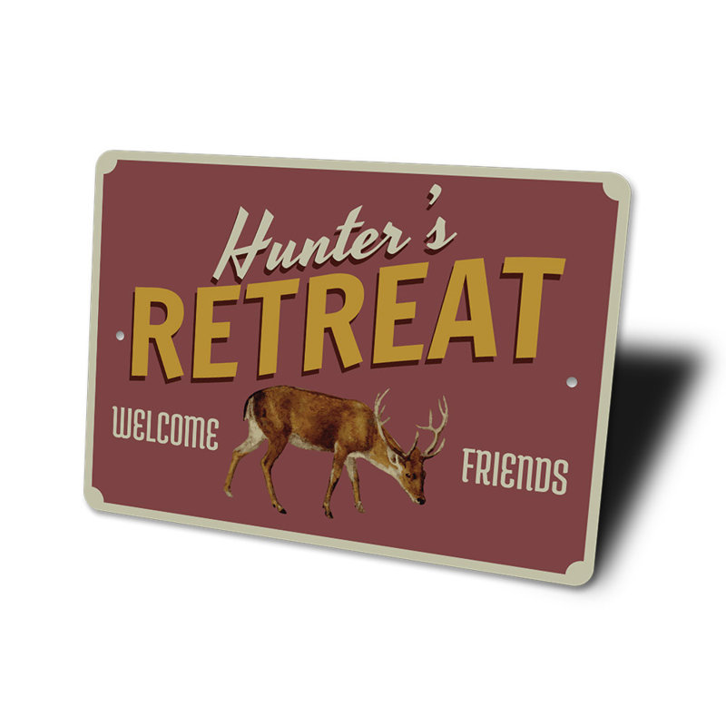 Enseigne en aluminium Hunter's Retreat, H 14 po x l 10 po x P 0,04 po