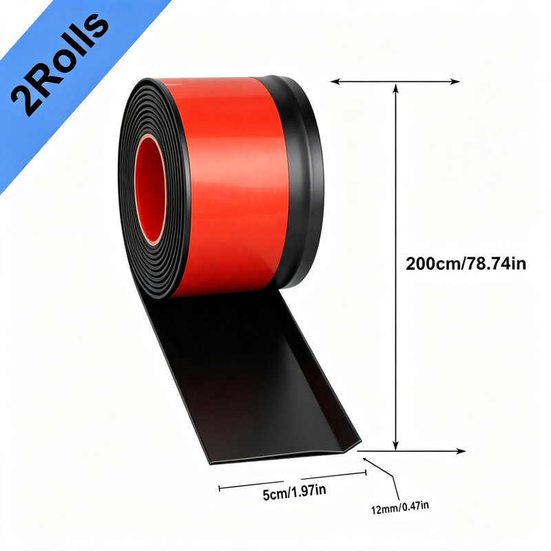 Plastic 0.47" Thick x 1.97" Wide x 78.74" Length Wall Base Black