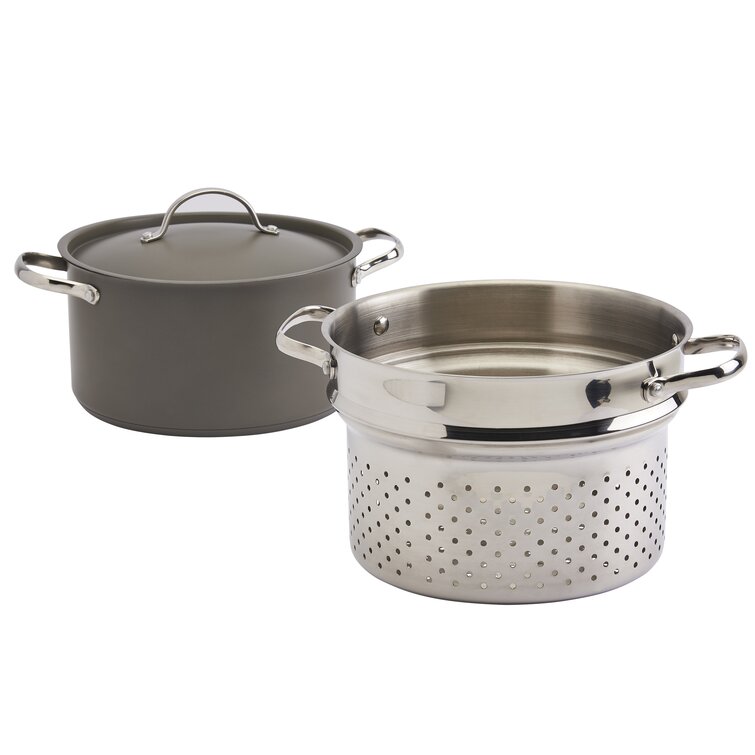 Denmark Tools of Cooks 3 Qt Pot Stainless Basket Pasta Steamer Insert & Lid  3pcs