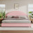 Bensu Luxury Curve-Shaped Headboard Bed Frame, Elegant Boucle Upholstered Platform Bed with Modern Design-756670530-756670531