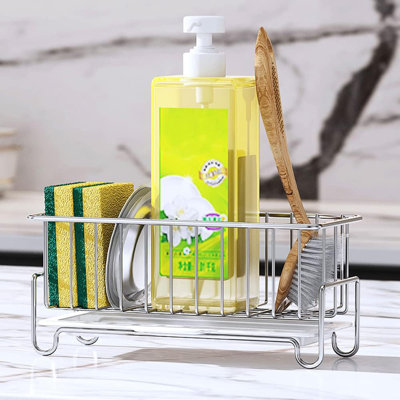 304 Stainless Steel Kitchen & Bathroom Sponge Holder - Removable Drip Tray, Anti-Rust, Space-Saving Design