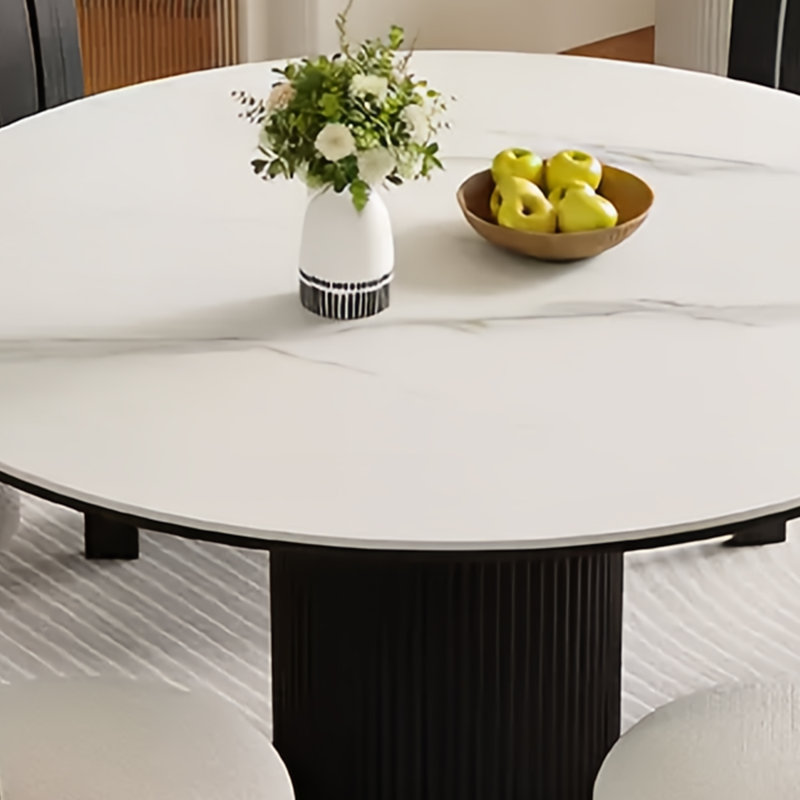 Modern and simple round dining table, Black, Black