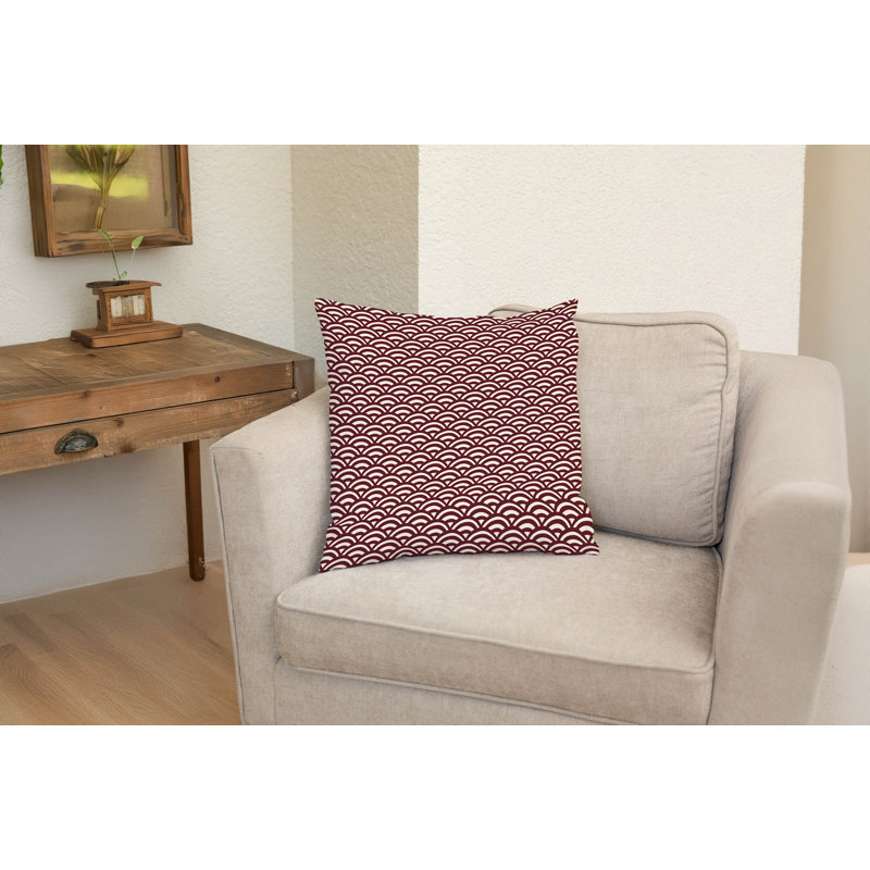 Coussin décoratif Seigaiha Wave, Rouge vin