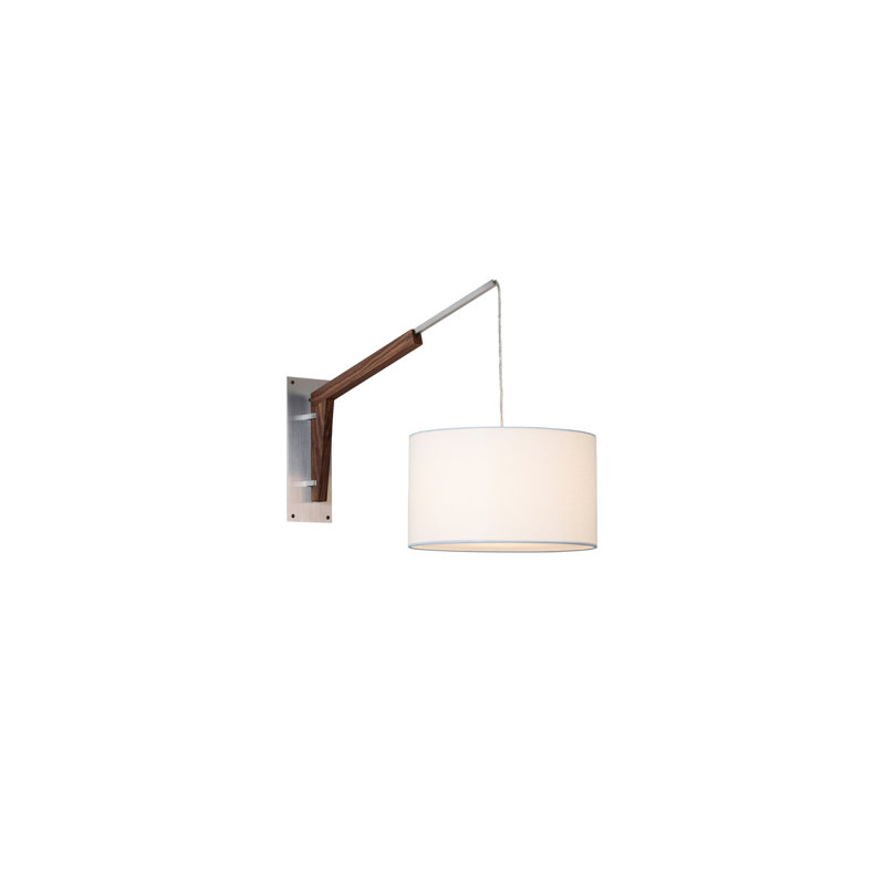 Talea Solid Wood Swing Arm Sconce, Brushed Aluminum/Walnut, White