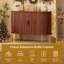 Buffet 47 po à lattes cannelées avec portes coulissantes, armoire de rangement d'appoint moderne en bois avec tablettes réglables, console avec armoires pour le salon, la cuisine, la salle à manger, le vestibule-811911727