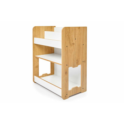Modern Scandinavian Bookshelf, White & Natural, 22.4 x 27.6 x 13.4 inches | 100% MDF, Thickness: 0.5 inches | Stylish Storage Solution for Home & Office