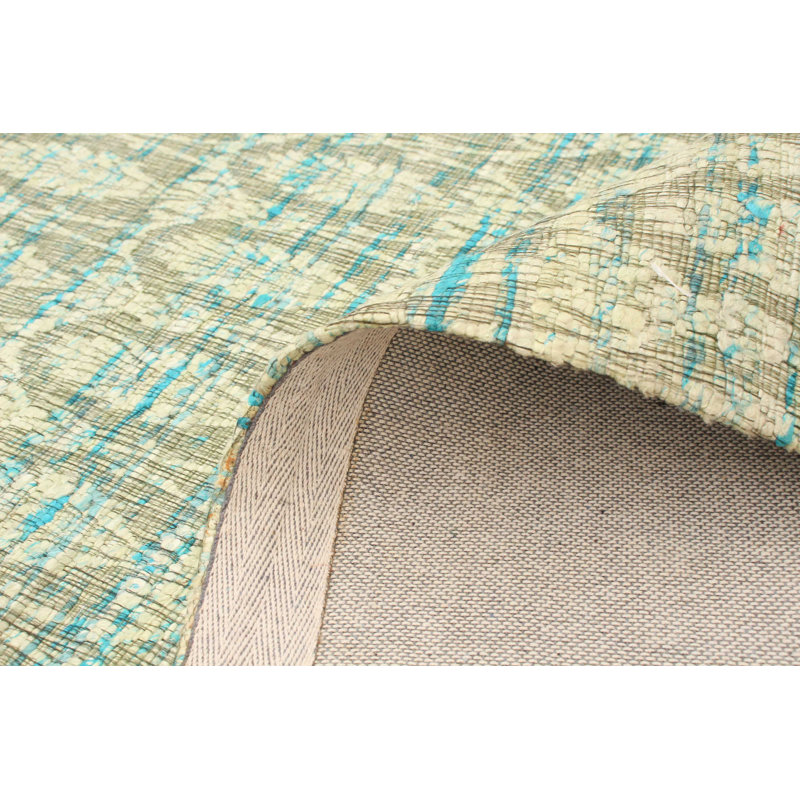 Tapis de zone beige noué la à la main floral Resler