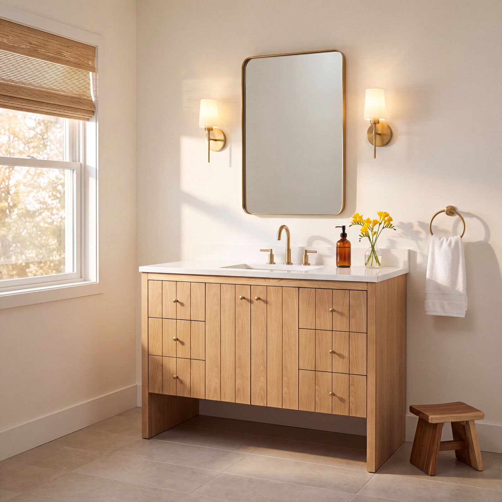 Hudson 48" Single Bathroom Vanity Base, Light Natural Oak