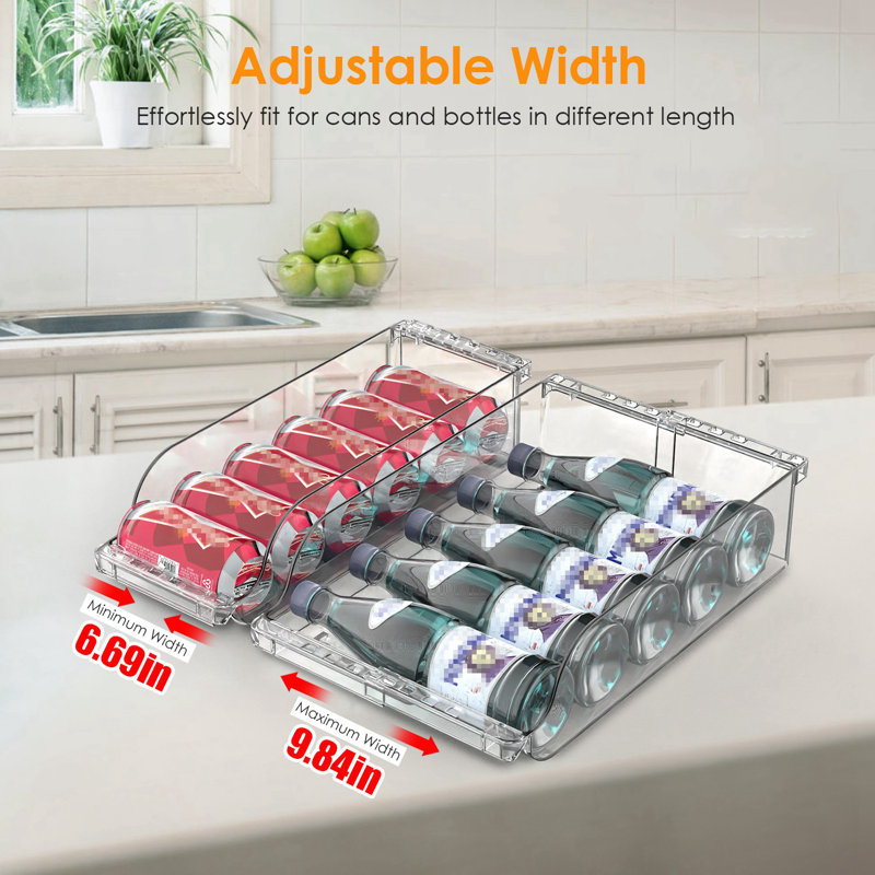 4 pièces organisateurs de canettes de boissons gazeuses pour réfrigérateur avec porte-gobelet extensible et réglable pour réfrigérateur