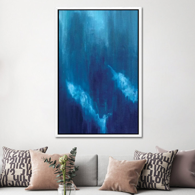 Azul Profundo Triptych I by Suzanne Wilkins - Gallery-Wrapped Canvas Giclée on Canvas, White Framed, 30.48 cm H x 45.72 cm W