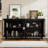 Decorative Cabinet, Carved Wood Cabinet With 2 Doors, Beige Boho Buffet With Adjustable Shelf, Premium Wood Credenza For Dining Room, Entryway, Hallway-904468900